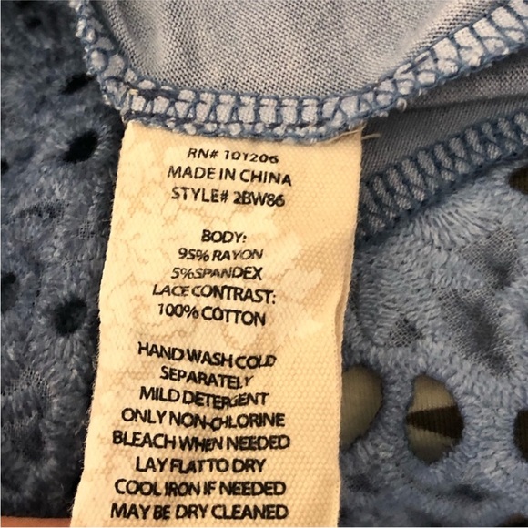 Soft Surroundings Delaynie Tunic Blue Size Small Crochet Eyelet Lace Trim - Picture 4 of 5